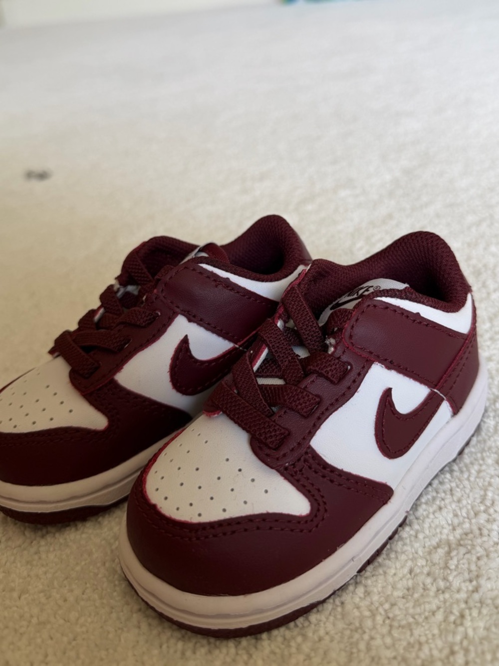 Nike Kids Maroon and White Low-Top Sneakers